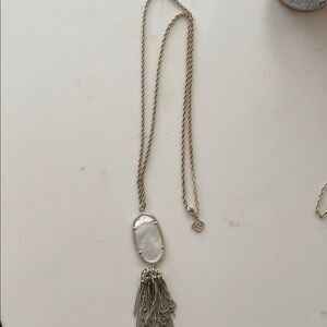 Kendra Scott Gold Necklace with White Pendant and Tassel
